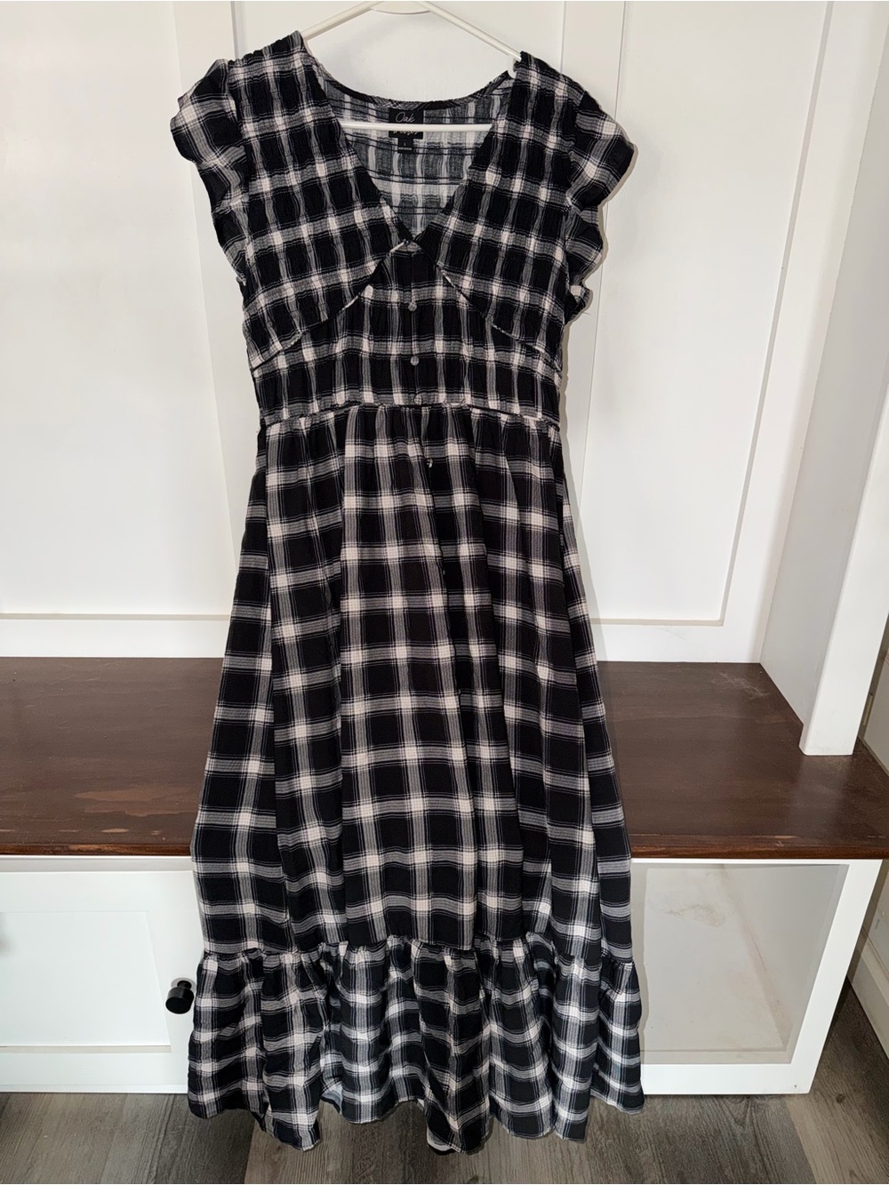 Oak & Trellis Black and White Plaid Dress - Classic Check Midi